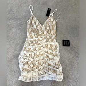 Lulu’s Lace Ruched Mini Dress